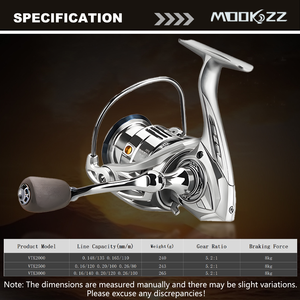 <span class=keywords><strong>Moulinet</strong></span> Spinning VTK Long Cast 3+1BB 5.2:1, Frein 8kg, Alarme Sonore, Poignée Métal CNC, Bobine Légère pour Pêche en Surfcasting - Product Image 5