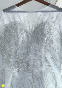 Abito da sposa <span class=keywords><strong>di</strong></span> lusso africano 2026 con maniche lunghe, riccamente decorato con perline, <span class=keywords><strong>taglie</strong></span> <span class=keywords><strong>forti</strong></span>, abito da sposa nigeriano Asoebi con strascico - Product Image 5