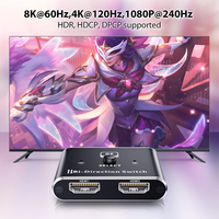 Commutateur HDMI 2.1 UHD 8K Prise en charge du commutateur HDMI bidirectionnel 8K 60Hz/4K 120Hz/1080P 240Hz pour PS5 Xbox Laptop Apple/Sony TV