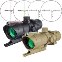Lunette de visée LAMBUL 4x32 avec optique rouge/verte, point rouge pour la chasse, loupe, réticule Chevron/Croix, support 20mm, noir/brun