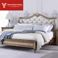 Lit double de style français Versailles Rose Court, lit rembourré, mobilier français, lit double pour chambre à coucher, mobilier de chambre de villa