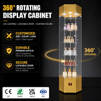 Vitrine rotative en acrylique sur pied avec plateau tournant à 360 degrés et éclairage LED pour les magasins de parfums et de bijoux