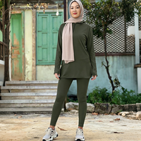 Vêtements de sport musulmans modestes pour femmes, respirants, à séchage rapide, en gros, personnalisés, ensemble deux pièces uni pour la course à pied