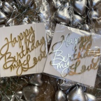 Nouveau Style Acrylique "Joyeux Anniversaire Mon Amour" Gâteau Topper pour la Saint Valentin Décorations De Gâteau D'anniversaire