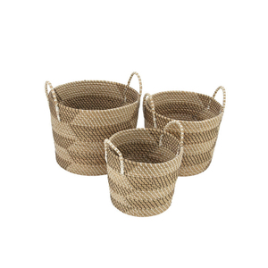 Panier de rangement pour linge en corde de jute et coton tressée à la main avec poignées pratiques, panier organisateur multifonction pour vêtements et couvertures - Product Image 1