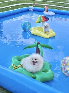 Bouée <span class=keywords><strong>gonflable</strong></span> pour chien en forme de cocotier, <span class=keywords><strong>lit</strong></span> flottant aquatique, transat d'extérieur pour animaux, jouet épaissi et portable en PVC, nouveau style, 5 kg - Product Image 3