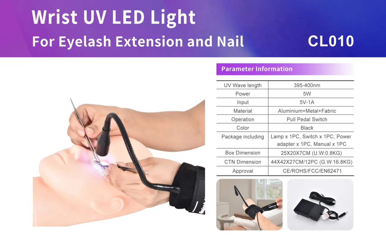 Hand Type Wrist Led UV Light With Foot pedal Switch 1S Curing Lash Lamp For Eyelash 5W USB Wristband UV LED Light For Beauty