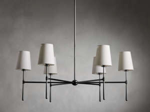 Phòng ăn ánh sáng lịch thi đấu 6 đèn chải vàng Nhà bếp đảo ánh sáng trắng vải bóng râm trang trại Rhodes tuyến tính đèn chùm - Product Image 6