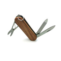 Couteau pliant multifonctionnel 3-en-1 en acier inoxydable avec manche en bois, pour le camping, les activités de plein air, cadeau, outil EDC, DIY, OEM