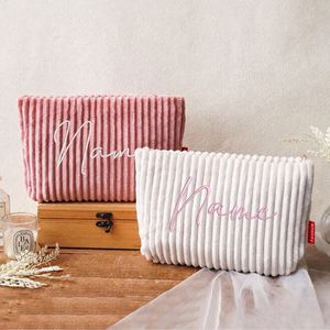 Multi Color Makeup <b>Pouch</b> Portable Wash Storage Bag Soft Solid Corduroy Large Capacity Cosmetic Bag for Travel Daily Beauty - Product Image 2