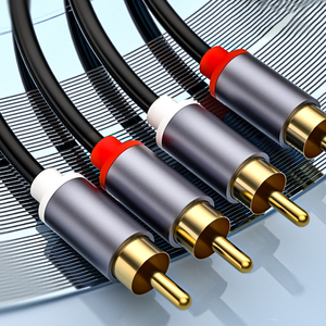 Câble d'interconnexion audio stéréo 2RCA mâle vers 2RCA mâle, double tête Lotus, bornes plaquées or/nickel, blindé pour amplificateur TV - Product Image 4