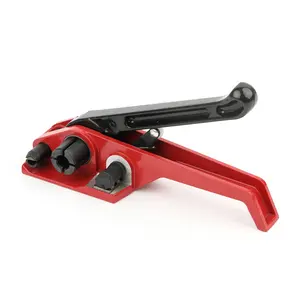 PET Strapping Tool With Windlass Tensioner And Feedwheel To Tension Red Color Popular Tool With Cutter Built-in