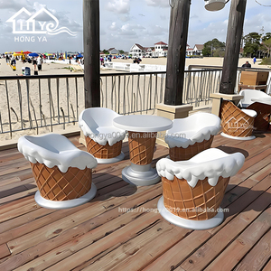 Set di Tavoli e Sedie per Gelateria Personalizzato per Giardino, Cortile, Patio, Negozio di Gelati, Caffè, Arredamento da Esterno Resistente - Product Image 4
