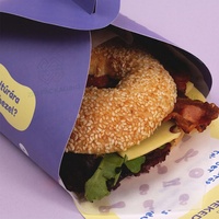 Emballage en papier pour sandwichs, gâteaux, sushis, beignets, pâtisseries, traiteur, écologique, biodégradable, avec laminage mat et gaufrage personnalisé