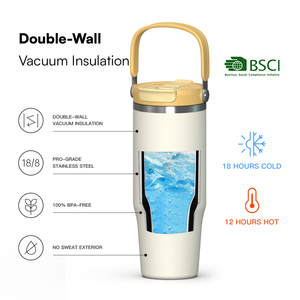 Gobelet isotherme moderne en acier inoxydable de 18 oz avec motif palais personnalisé et poignée de transport portable pour les voyages et le bureau - Product Image 5