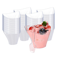 Lot de gobelets jetables transparents avec cuillères, empilables, idéal pour les boulangeries, cafés et commandes de restauration en gros