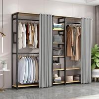 Armoire ouverte en métal avec cadre en acier, penderie autoportante, étagère suspendue multi-niveaux pour chambre à coucher ou dressing