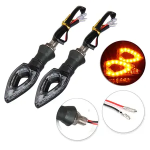 2pcs Motorcycle Heart Shape Universal 12 LED Turn Signals Short Turn Signal Lights Indicator Blinkers Flashers Amber Color