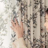 Cortinas Transparentes Modernas con Estampado Floral FuRongDU, Cortinas de Voile para Ventanas de Sala de Estar