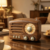 Vintage Ahşap Görünümlü Taşınabilir Radyo FM AM SW Bluetooth Hoparlör Retro Mini Kablosuz Ses Çalar Ev Ofis Dinlenme Yaşlı Kullanımı İçin