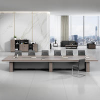 Table de conférence moderne en bois de grande taille, design carré simple, mobilier de bureau commercial modulaire JunCheng FS-704 10 places
