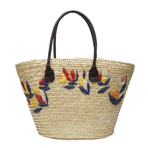 New Design Straw Handmade Fashion Beach Clutch Holiday Shoulder Round Handle Summer Elegant Women Shopping Tote Bag