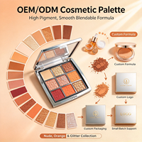 Palette de fards à paupières 9 couleurs, haute pigmentation, longue tenue, imperméable, 500 pièces, étiquette privée, logo personnalisé