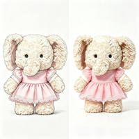 Jolie jupe en peluche éléphant bouclée esthétique avec volants en dentelle, douce et moelleuse, jouet en peluche éléphant mignon et adorable