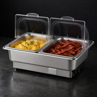 Buffet-Wärmebehälter aus Edelstahl 201, Silber, Elektrisch Beheizt, für Hotels und Restaurants, Quadratisch, zur Frühstückserwärmung, 9L/13,5L
