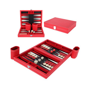 OEM tùy chỉnh du lịch xách tay trò chơi Hội Đồng Quản Trị Bán buôn sang trọng màu đỏ da backgammon phù hợp với - Product Image 2