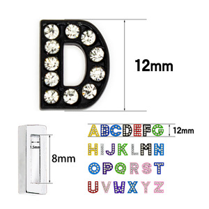 Breloques coulissantes en argent avec strass grecs colorés pour bracelets et ceintures de 8 mm, breloques coulissantes personnalisées - Product Image 2