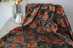 Tela Jacquard Decorativa Tejida con Patrón de Rosas sobre Fondo Negro, Estilo Pintura al Óleo Francesa, para Vestidos Vintage - Product Image 6