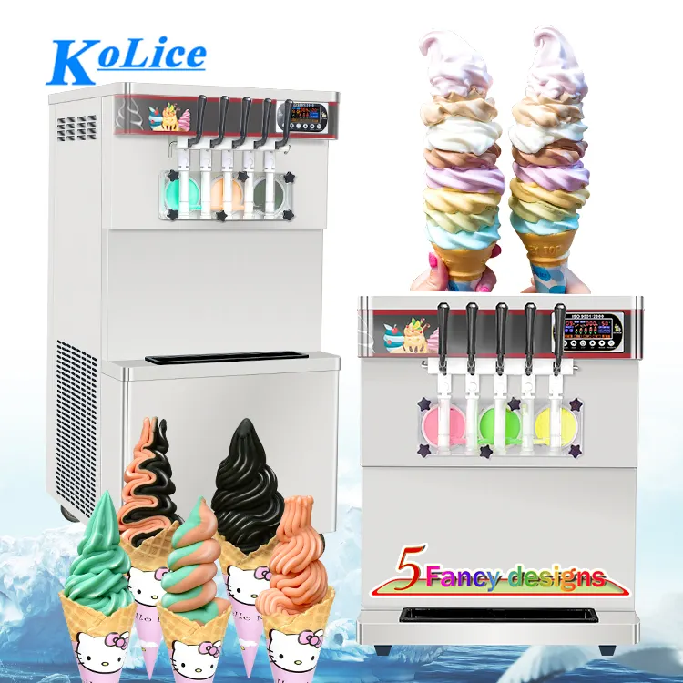 Machine à crème glacée multifonction, appareil de service pour faire de la glace douce avec 5 parfums, livraison gratuite