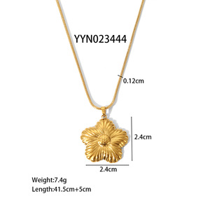 <span class=keywords><strong>Pendientes</strong></span> de joyería de acero inoxidable, colgante de flor simple y elegante, conjuntos de joyería de acero inoxidable antialérgico chapado en oro - Product Image 5