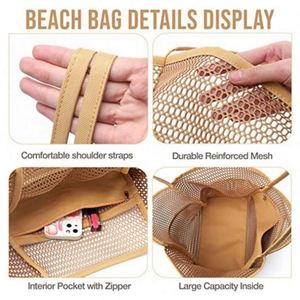 Bolsa de Playa de Verano para Mujer, Impermeable, con Múltiples Bolsillos de Malla, Cierre de Cremallera, Portátil, para Viajes y Natación - Product Image 4