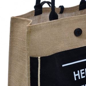 Sac fourre-tout en toile de jute naturelle imperméable laminée PE, réutilisable, pour la plage, avec logo personnalisé – Meilleures ventes - Product Image 3