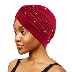 Bijoux Style Twist Turban Avec Perle Accessoires Élastique Polyester Foulard Musulman Cheveux Soins Out Door Headwraps - Product Image 2