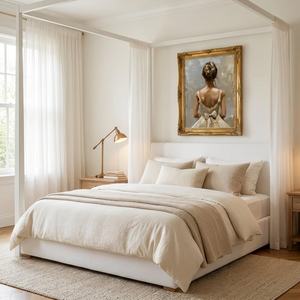 Peinture Murale Moderne Élégante de Portrait Nuptial en Gros, Décoration Murale Texturée pour Salon et Chambre à Coucher - Product Image 2