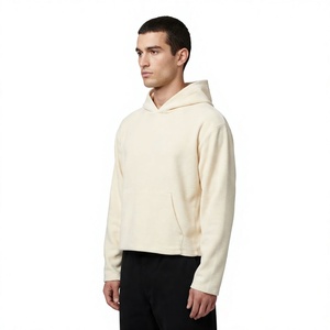 Men's White 100% Cotton Fleece Oversized <b>Sherpa</b> <b>Hoodie</b> Sweatshirt Pullover with Pocket OEM Service for Winter Casual Wear - Product Image 5