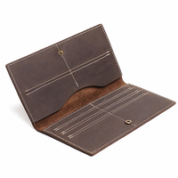 Dompet Kartu Vintage Cowboy LeaCover Anti-Maling Kapasitas Ekstra Tipis dengan Lapisan Poliester Panjang Pendek untuk Pria