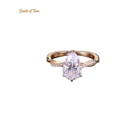 Bague en moissanite en forme de poire pour femme, 1 2 3 4 5 6 carats, en argent sterling 925, sertie de pierres, tendance, personnalisable, vente en gros directe usine