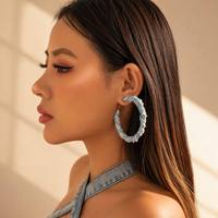 Boucles d'oreilles créoles géométriques pour femmes en alliage de zinc, style denim, tendance, pour une touche d'individualité, classiques, pour le quotidien, pour les fêtes, cadeau de mariage