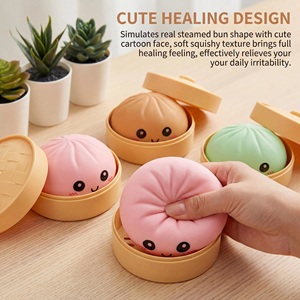 Juguete Antiestrés Personalizado con Forma de Dumpling, Bolas de Masa Coloridas con Cara Sonriente, Juguetes de Simulación para Adultos - Product Image 4