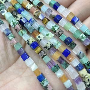 Mix <strong>Stone</strong> Nature <strong>Stone</strong> 4X4mm <strong>Cube</strong> Beads for Jewelry Making Approx:380mm/str - Product Image 1