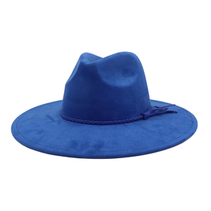 2025 nueva llegada 34 colores al por mayor de gamuza Fedora sombreros de ala ancha sombreros de vestir para mujeres corazón gota Top gorras Salvia azul marino cazador verde - Product Image 1