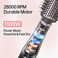 Brosse à air chaud électrique professionnelle CONFU 1100W, sèche-cheveux puissant avec peigne ovale, moteur 28300 tr/min pour un séchage et un coiffage rapides