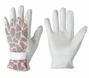 PRI Pink leopard print Goatskin Leather Work Gloves Gardening gloves for Men Women