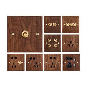 Placca Interruttore 16A Artigianale in Legno Massello Stile Retrò con Levetta a Sfera in Ottone, Presa Universale con Finitura Naturale per <span class=keywords><strong>Arredamento</strong></span> Casa e Hotel - Product Image 3