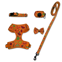 Ensemble Harnais et Laisse pour Chien en Maille Respirante, Motif Fruits Tropicaux, Ensemble 5 Pièces pour Animaux de Compagnie avec Collier, Nœud Papillon et Distributeur de Sacs à Déjections