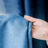 Rideaux Occultants Texturés Bleus Isolants à Œillets Haut de Gamme, Rideaux de Luxe Unis pour le Salon – Vente en Gros Usine